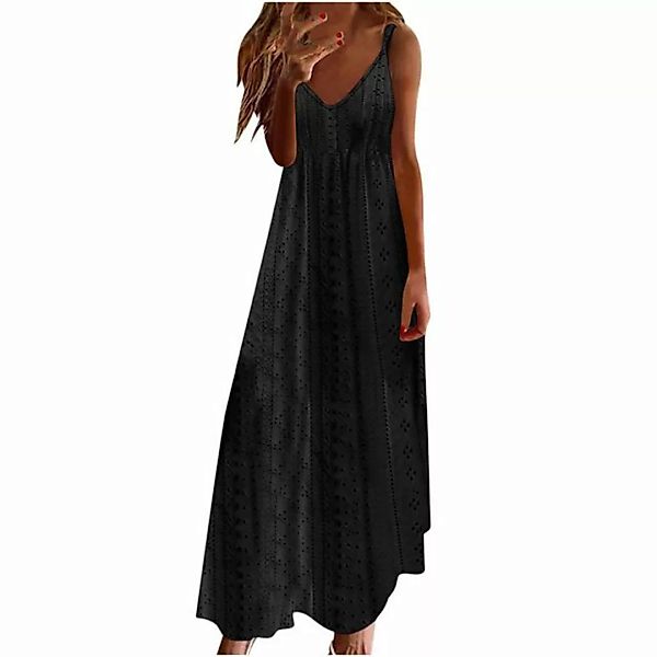 jalleria Dirndl Langes Damenkleid, einfarbig, ärmelloses Strapskleid mit V- günstig online kaufen