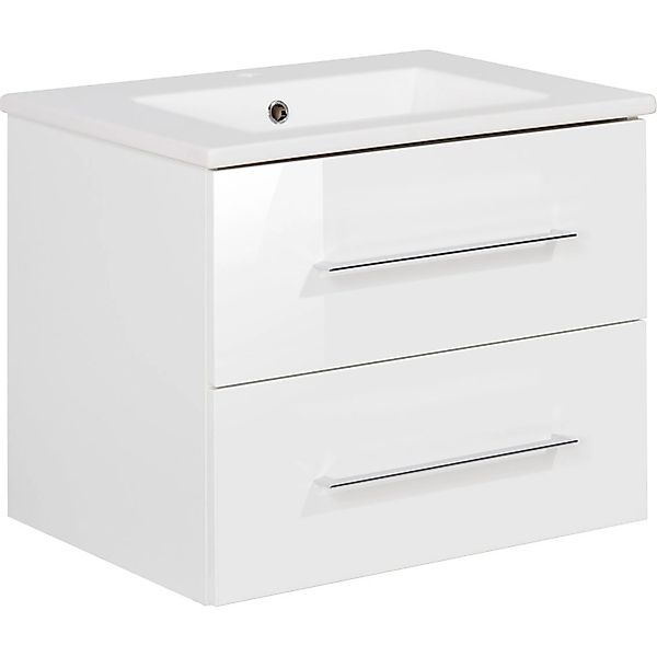 Fackelmann Einzelwaschtisch B.Perfekt 60 cm Weiß Hochglanz Hochglanz günstig online kaufen