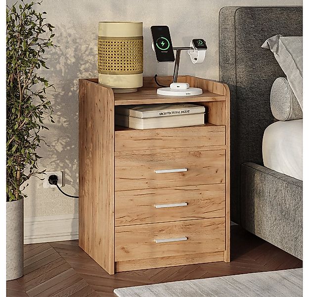 Vicco Nachtschrank Edis, Goldkraft Eiche, 45 x 64 cm mit 3 Schubladen (1-St günstig online kaufen