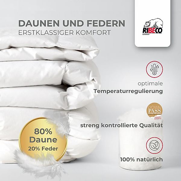 RIBECO Daunenbettdecke "Johanna" leicht Füllung 80Daunen20Federn Bezug Baum günstig online kaufen