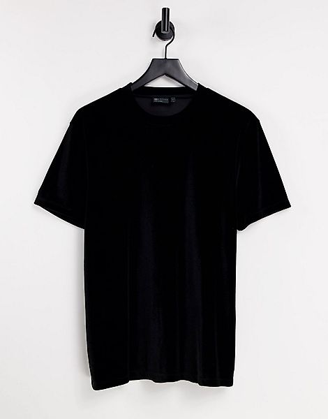 ASOS DESIGN – T-Shirt aus Velours in Schwarz günstig online kaufen