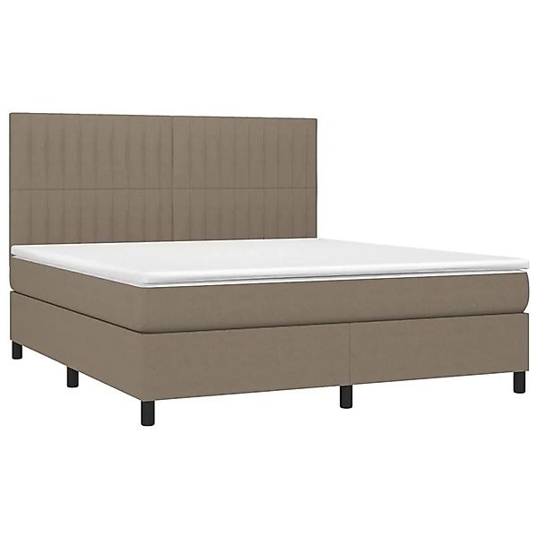 vidaXL Boxspringbett mit Matratze & LED Taupe 160x200 cm Stoff 3135049 günstig online kaufen