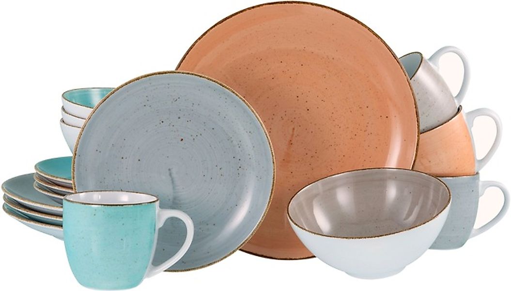CreaTable Kombiservice »Geschirr-Set VINTAGE NATURE«, (Set, 16 tlg., Kaffee günstig online kaufen