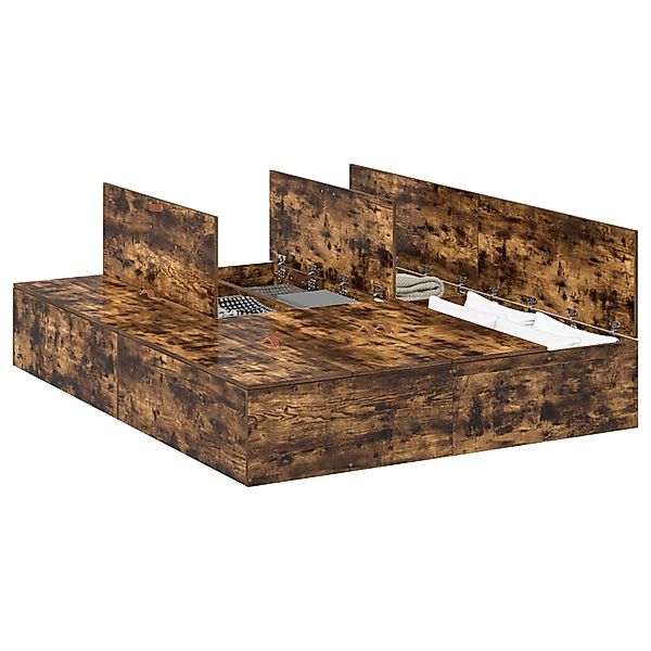 vidaXL Bett Bettgestell Rauch-Eiche 135x190 cm günstig online kaufen