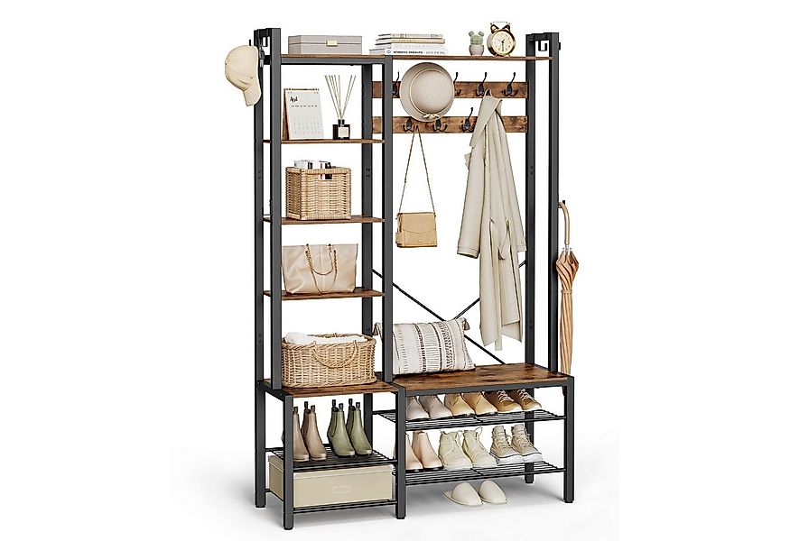 VASAGLE Garderobenständer Garderobe, Garderobenständer mit Schuhbank, 5 Reg günstig online kaufen