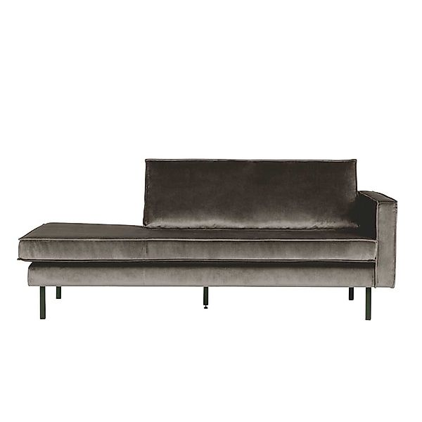 Sofa Recamiere in Taupe Samtbezug Retro Style günstig online kaufen