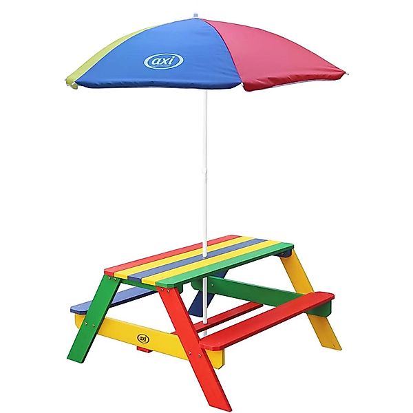 Axi Nick Picknicktisch Regenbogen mit Sonnenschirm 95 x 98 x 49 cm günstig online kaufen