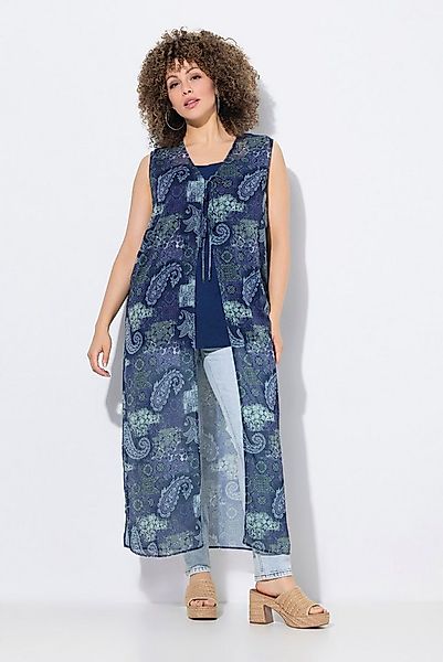 Ulla Popken Longbluse Longbluse Patchmuster A-Linie ärmellos günstig online kaufen