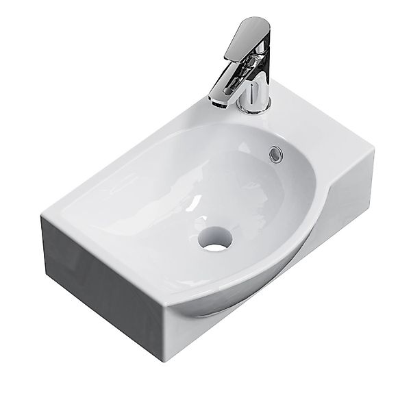 Emke Wandwaschbecken 40,5 x 28 x 14 cm Hochweiß Rechteckiges Keramikbecken günstig online kaufen