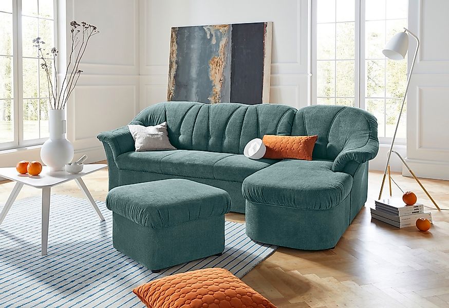 DOMO collection Ecksofa "Pegnitz, elegante Rückensteppung, komfortabel, L-F günstig online kaufen
