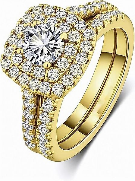 Jumpeak Verlobungsring 585 Gold Pavé-Set Rund-Schnitt 0.6ct Labordiamant-Br günstig online kaufen