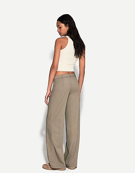 Bershka Wide Leg Tailoring-Hose Damen 42 Nerzfarbe günstig online kaufen