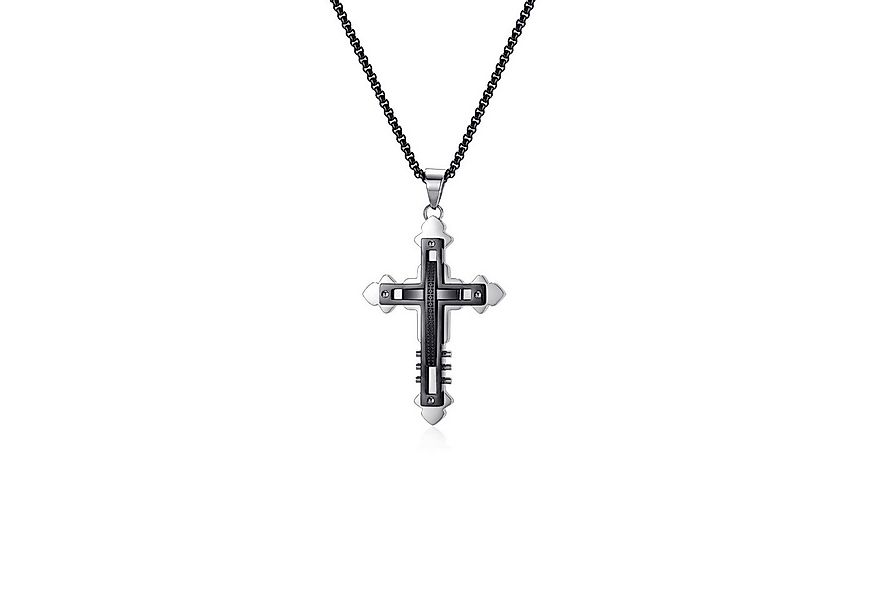 RAIKOU Kreuzkette KINGS CROSS Kreuzanhänger mit Edelstahlkette Silber/Schwr günstig online kaufen
