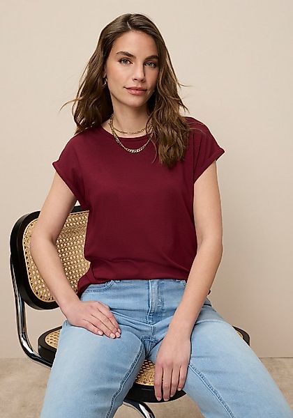 Tamaris T-Shirt Regular Fit, mit überlappenden Schultern, Kurzarm mit Aufsc günstig online kaufen