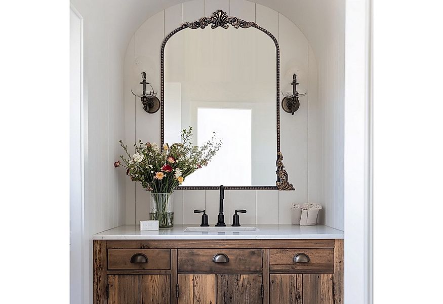 G-LEAF Wandspiegel Bogen-Wandspiegel, antiker Spiegel im Barockstil (1-St), günstig online kaufen