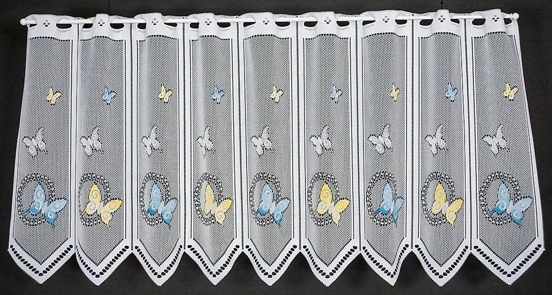 Gardinen Kranzusch Scheibengardine Schmetterlinge, Stangendurchzug, transpa günstig online kaufen