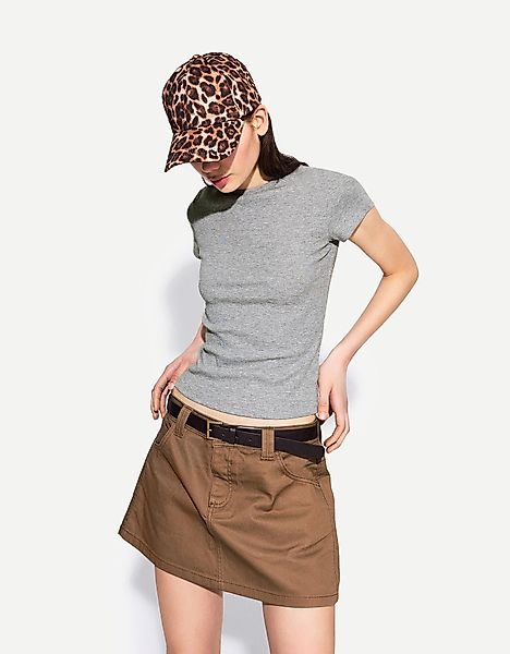 Bershka T-Shirt Rundausschnitt Damen 10-12 Grau günstig online kaufen