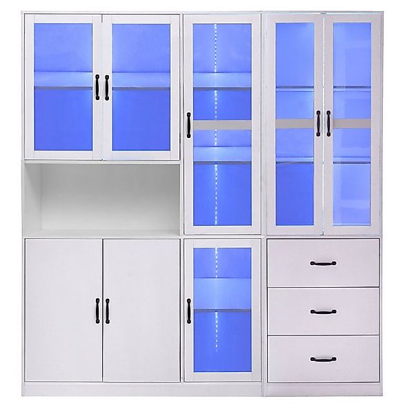Gotagee Vitrine Modernes weißes Vitrine-Set weiße vertikale LED 180x200 cm günstig online kaufen