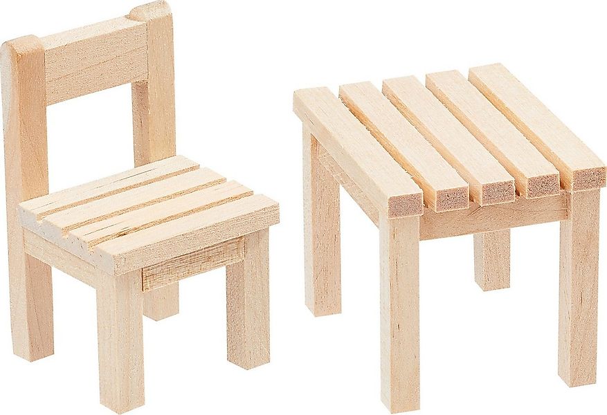 HobbyFun Dekofigur Miniatur-Set Tisch & Stuhl, 2-teilig 3 cm x 3 cm x 5,5 c günstig online kaufen