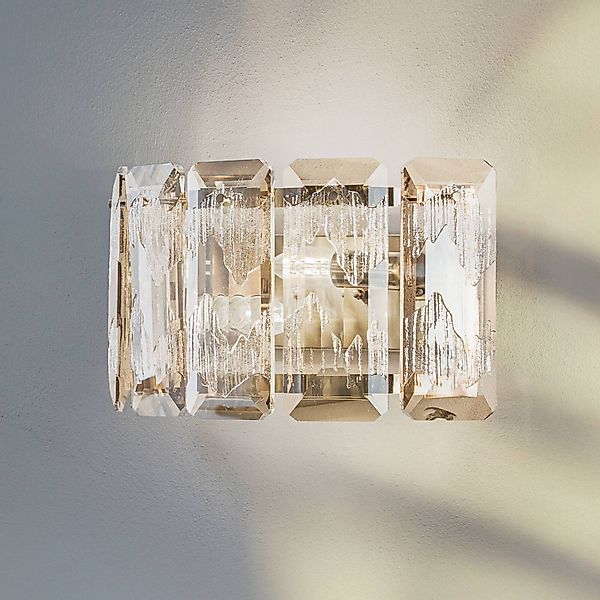 Wandlampe Orvin messing antik Breite 33 cm Glas/Metall 2-flg günstig online kaufen