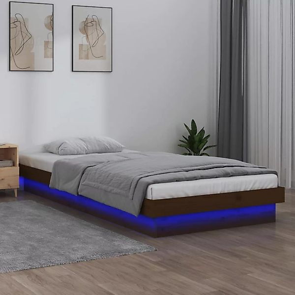 Vidaxl Massivholzbett Mit Leds Honigbraun 90x200 Cm günstig online kaufen