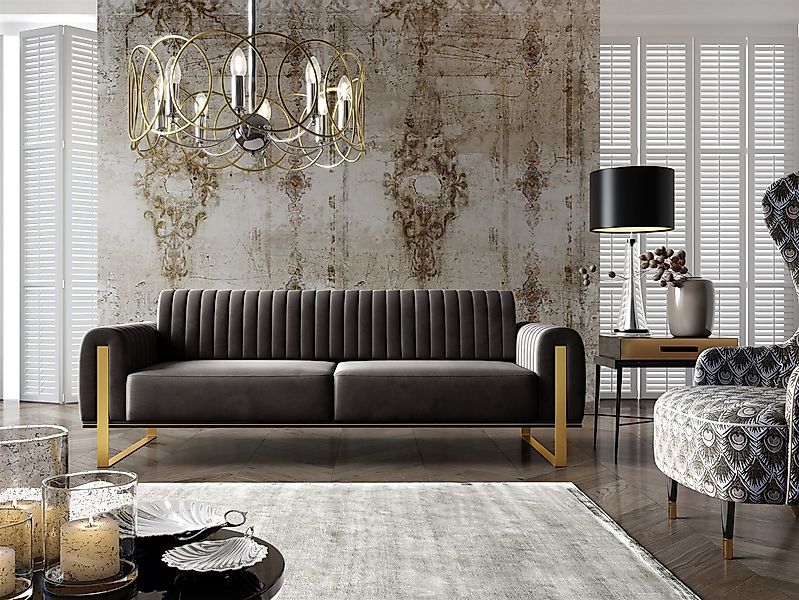 Fun Möbel 3-Sitzer Sofa Designersofa VALERIE in Stoff Elisa Velvet, auch im günstig online kaufen