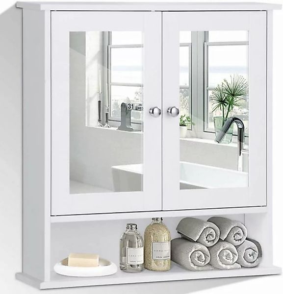 COSTWAY® Badschrank mit Spiegel wandmontage weiß günstig online kaufen
