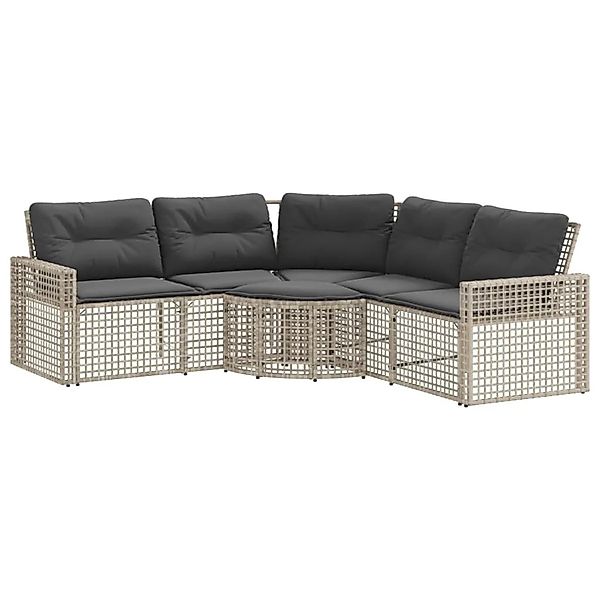 vidaXL Gartensofa in L-Form mit Kissen und Fußbank Hellgrau Polyrattan 3658 günstig online kaufen