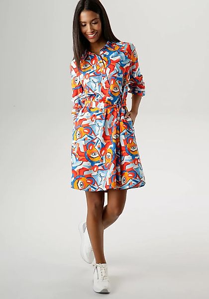 Aniston SELECTED Hemdblusenkleid, (mit abnehmbarem Bindegürtel), mit extrav günstig online kaufen
