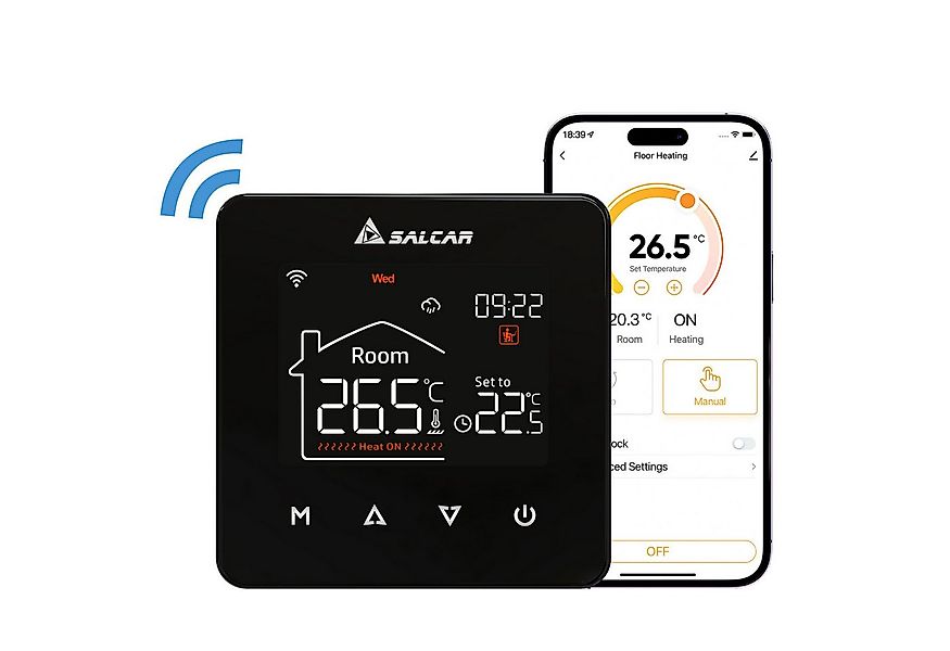 Salcar Heizkörperthermostat WiFi Thermostat Heizung Smart für Wasser Fußbod günstig online kaufen