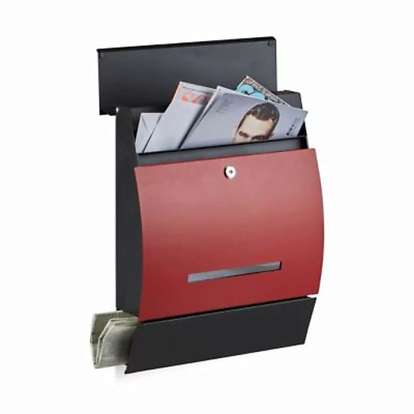 relaxdays Design Briefkasten mit Zeitungsfach schwarz/rot günstig online kaufen