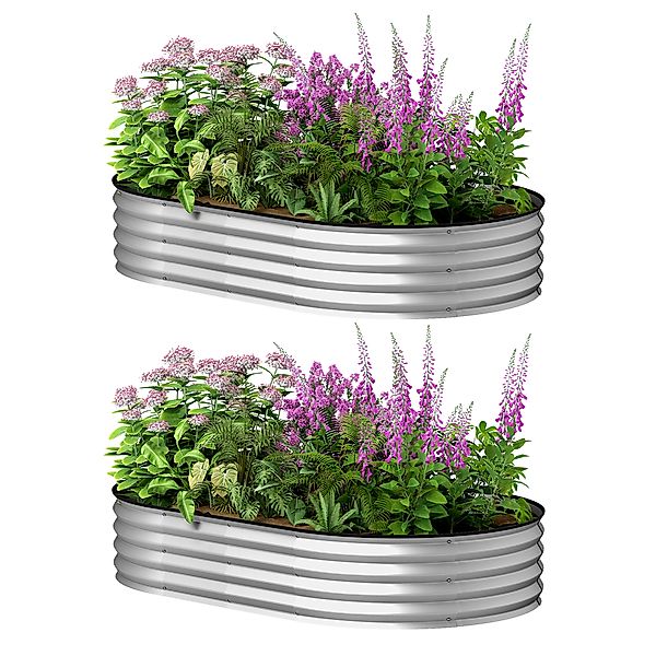 Outsunny Set aus 2 erhöhten, verzinkten Stahl-Pflanzkästen, Gartenbett-Kit, günstig online kaufen
