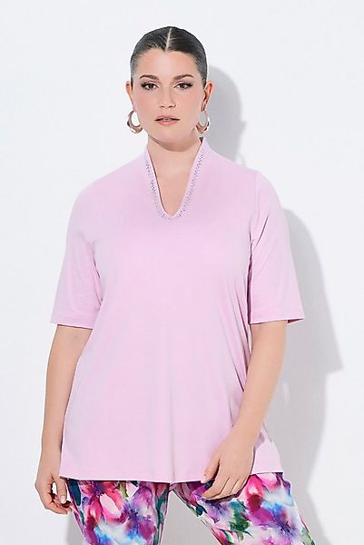 Ulla Popken T-Shirt Shirt A-Linie Kelchkragen Halbarm Pima Cotton günstig online kaufen