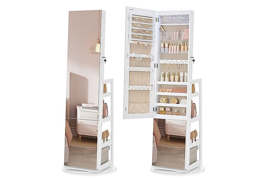 SONGMICS Schmuckschrank 360° drehbar, 4 Ablagen an der Rückseite, LED-Beleu günstig online kaufen