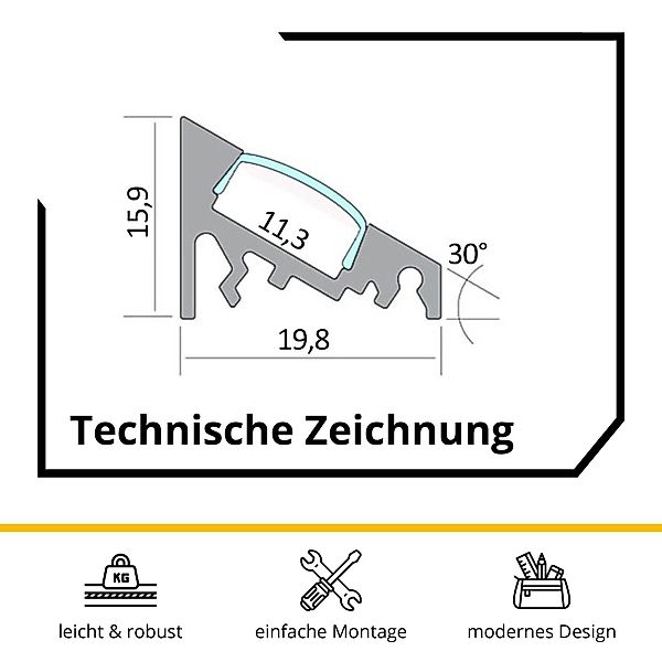 tktrading24 LED-Stripe-Profil A20 LED Profil Schwarz günstig online kaufen