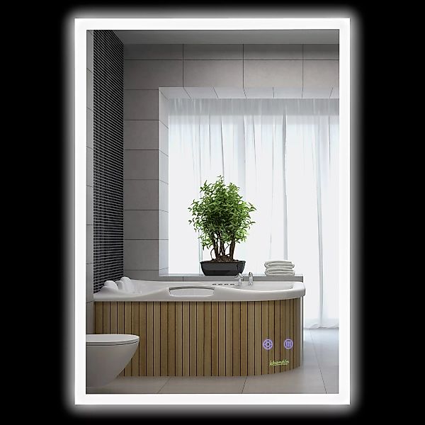 kleankin Wandspiegel  Badezimmerspiegel mit LED-Beleuchtung und Antibeschla günstig online kaufen
