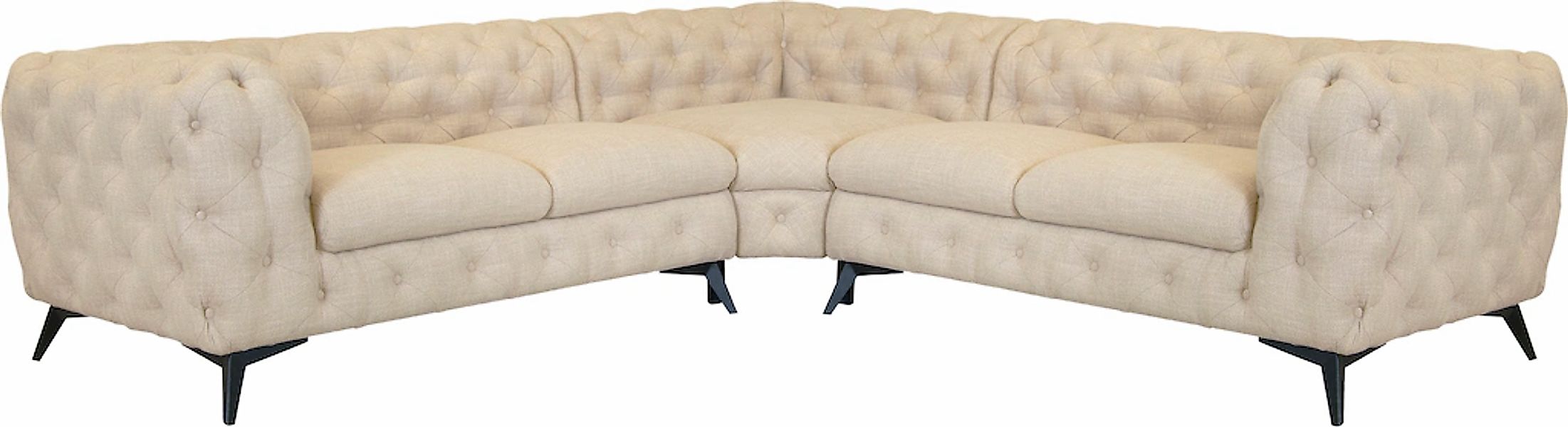 Leonique Chesterfield-Sofa "Ecksofa GLYNIS L-Form mit Wellenunterfederung, günstig online kaufen