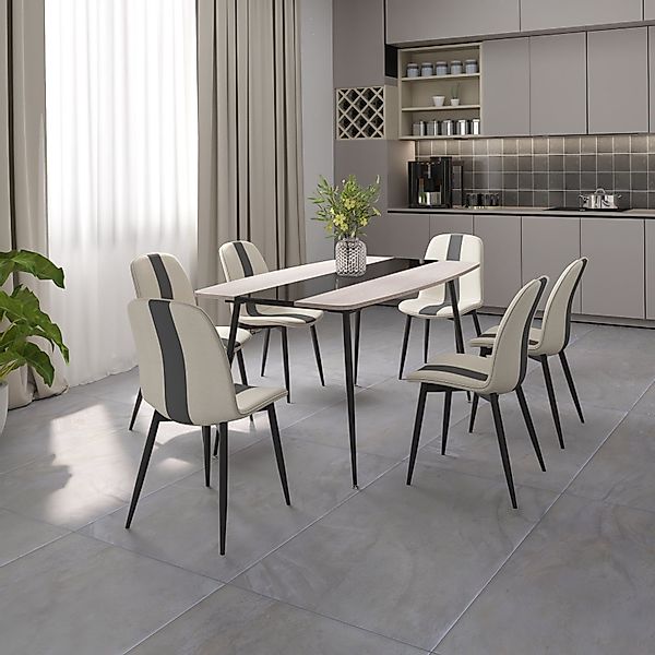 Mondeer Esstisch Esszimmertisch, Glastischplatte Verstellbare Metallbeine, günstig online kaufen