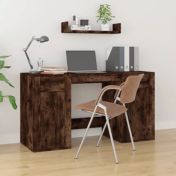 Vidaxl Schreibtisch Mit Stauraum Räuchereiche Holzwerkstoff günstig online kaufen