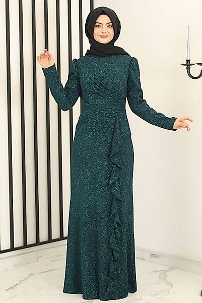 fashionshowcase Abendkleid Damen Glitzer Maxikleid mit Volant Abiye Abaya H günstig online kaufen