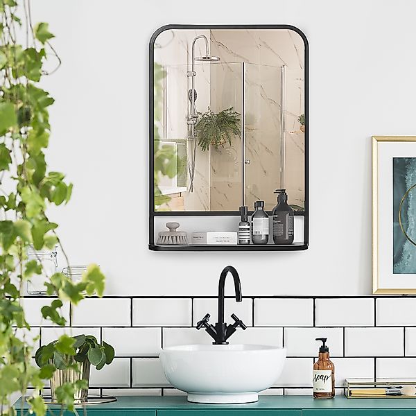 HOMCOM Wandspiegel mit Ablage 70x50cm modern elegant rechteckig schwarz für günstig online kaufen