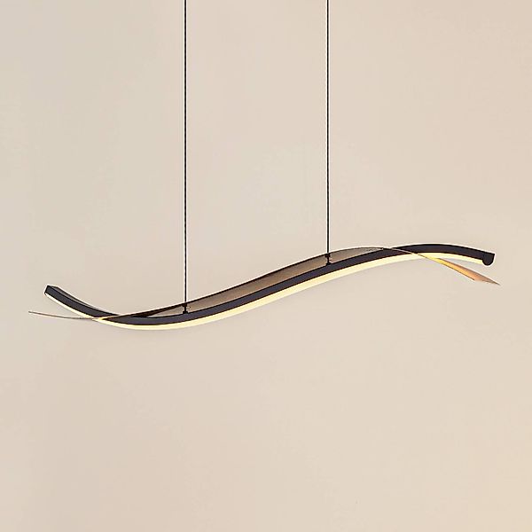 Lucande LED-Hängeleuchte Alevia, schwarz/gold, CCT günstig online kaufen