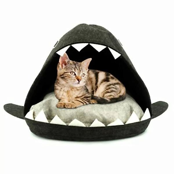 HTI-Living Katzenhaus mit Kissen Haiform grau günstig online kaufen