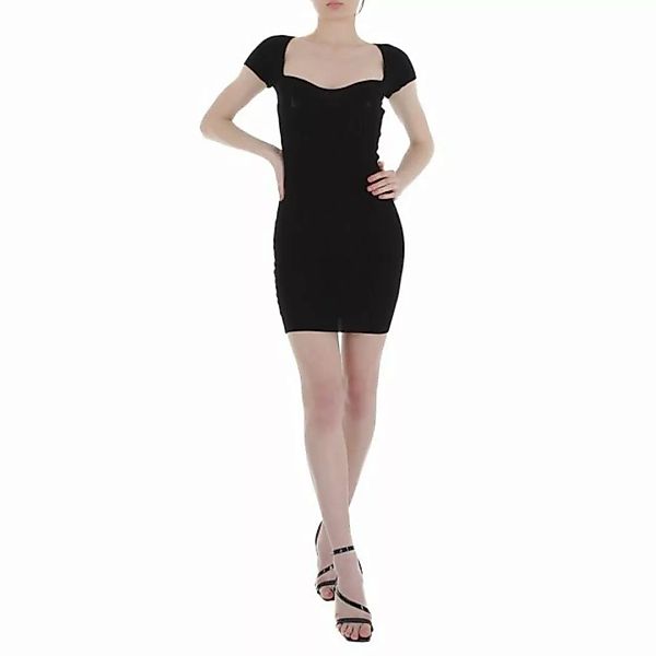 Ital-Design Minikleid Damen Elegant Stretch Strickoptik Minikleid in Schwar günstig online kaufen