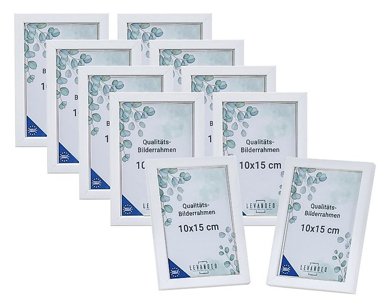 Levandeo® Bilderrahmen, 10er Set Bilderrahmen Echtholz Made in EU 10x15 Wei günstig online kaufen