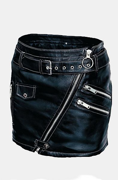 Be Noble Lederrock Punk Kurzer Ledermini mit vielen Details und abgesetzten günstig online kaufen