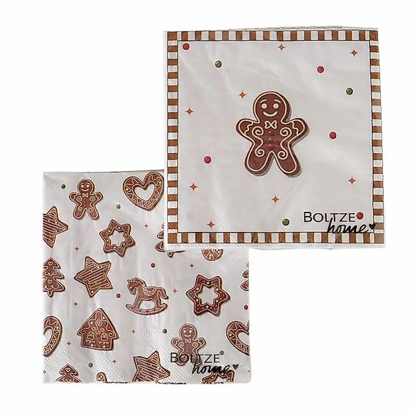 Boltze Servietten Ginger 16 x 16 x 2 cm Braun-Weiß 20-teilig 2-fach sortier günstig online kaufen