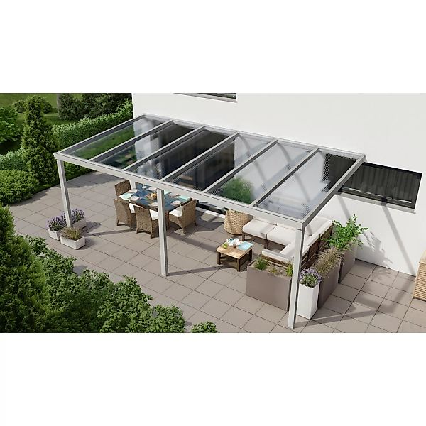 Terrassenüberdachung Professional 600 cm x 250 cm Grau Struktur PC Klar günstig online kaufen