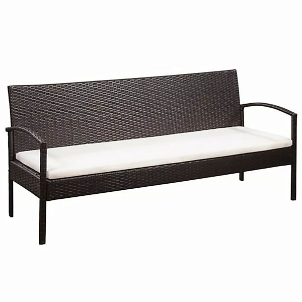 vidaXL Loungesofa 3-Sitzer-Gartensofa mit Auflagen Braun Poly Rattan, 1 Tei günstig online kaufen