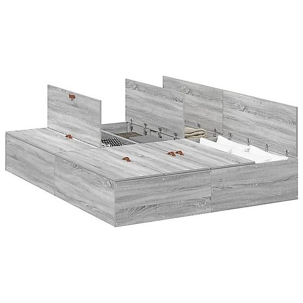 vidaXL Bett Bettgestell mit Stauraum Grau Sonoma 160x200 cm (1-tlg) günstig online kaufen